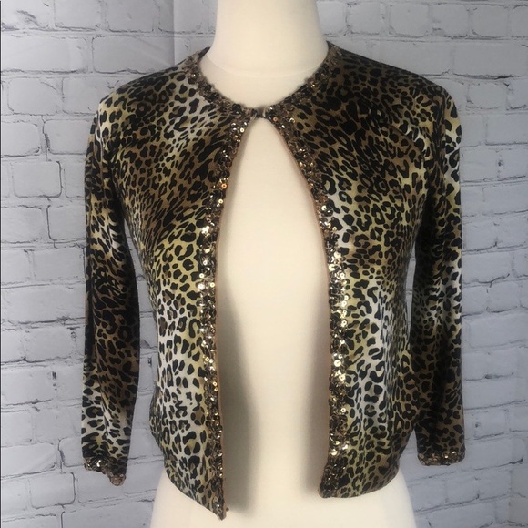 ECI Sweaters - New Silk Cashmere Cardigan Leopard Sweater